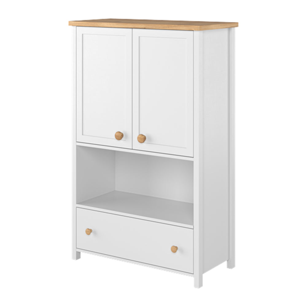 Blokker Havin Dressoir H 131 x B 85 cm - Wit / Nash Eiken