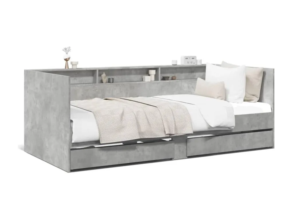 Sofá cama con cajones sin colchón gris hormigón 100x200 cm CZVZ89940