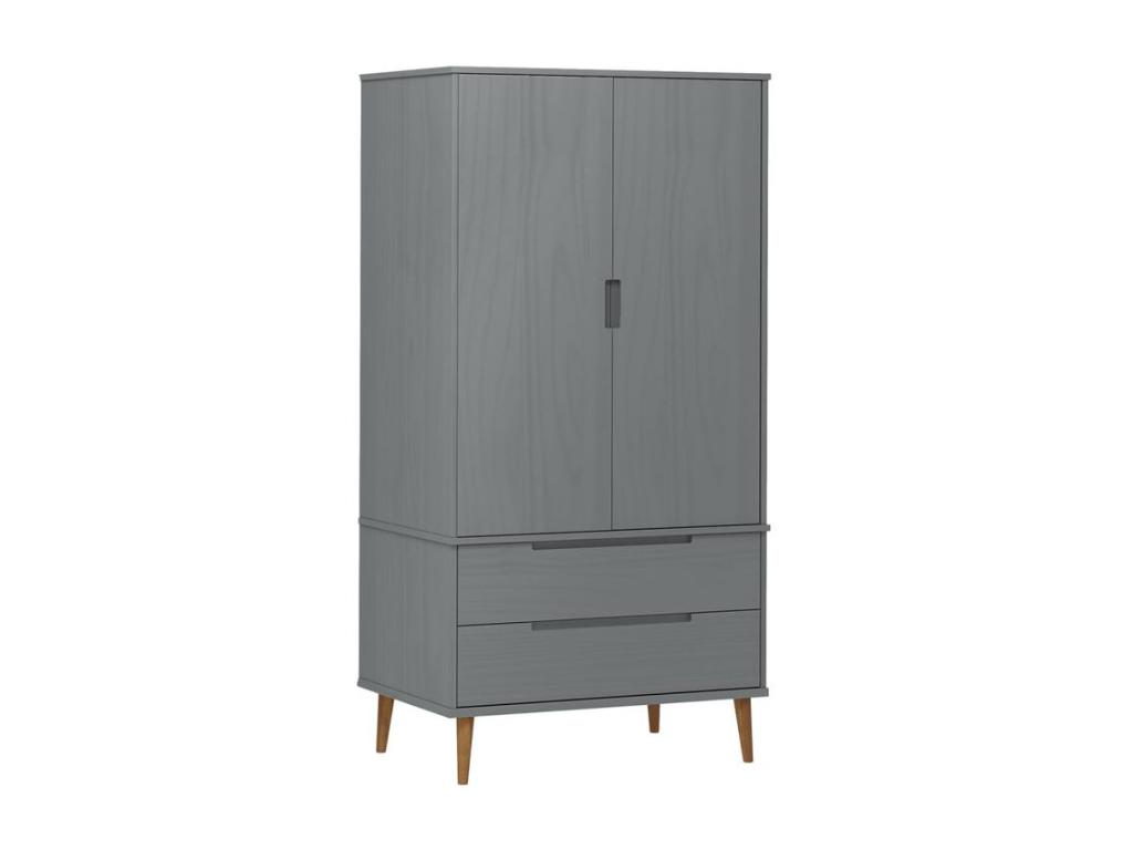 Hogarlujo Armario MOLDE madera maciza de pino gris 90x55x175 cm