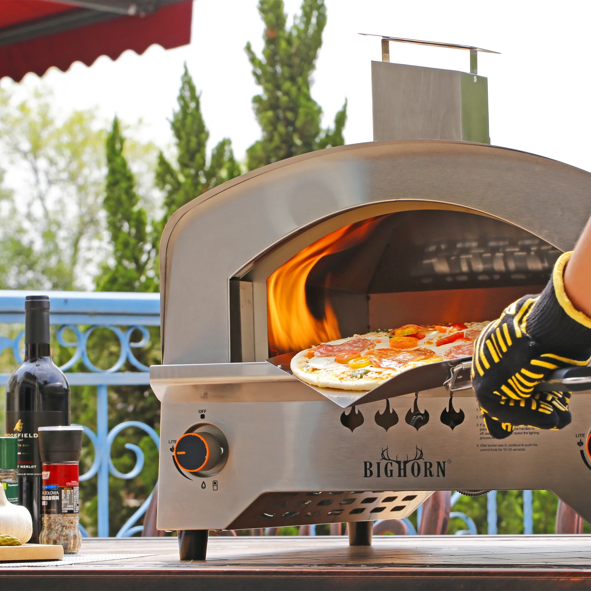 Big Horn Outdoors Gas Pizza Oven Propane Pizza Oven 13'', Stainless Steel - Image 7