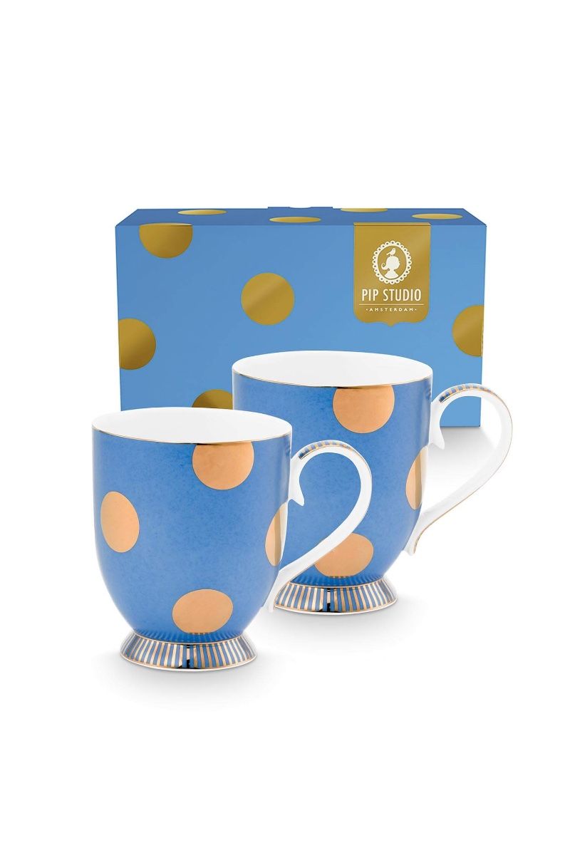 Set/2 Mugs Dot Delight Light Blue/Gold 350ml