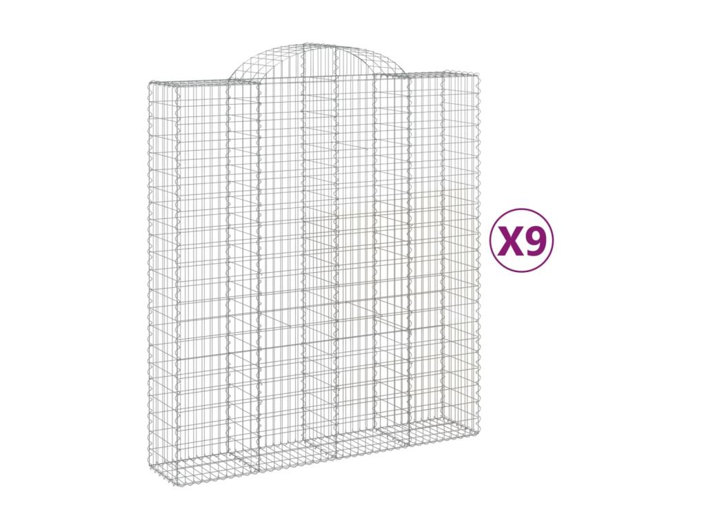 Cestas de gaviones arqueadas 9 piezas 200x50x220/240 cm Hierro galvanizado