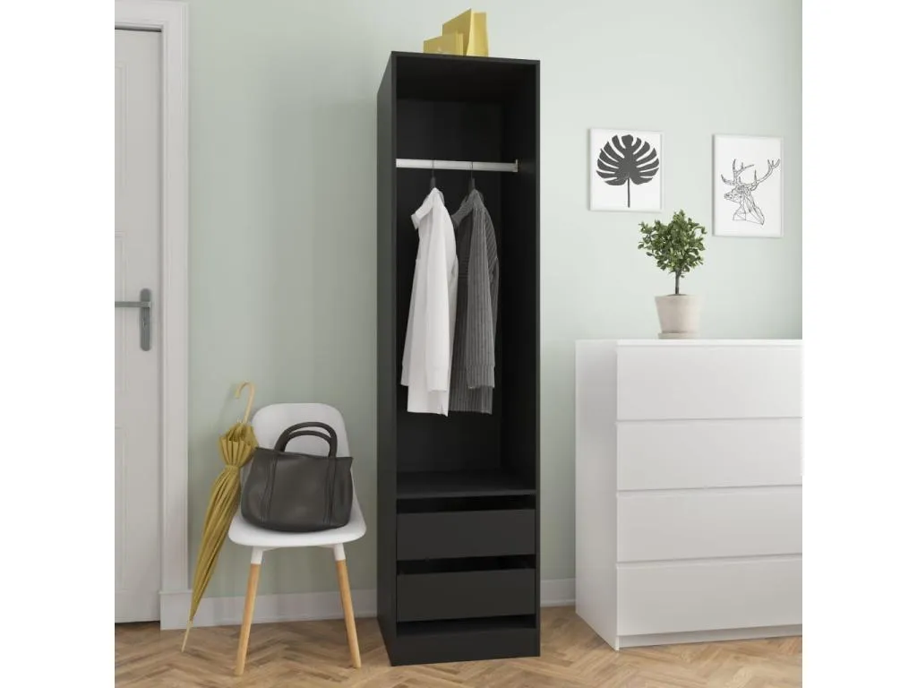 Armario con cajones de Lluesmamuebles contrachapada negro 50x50x200 cm