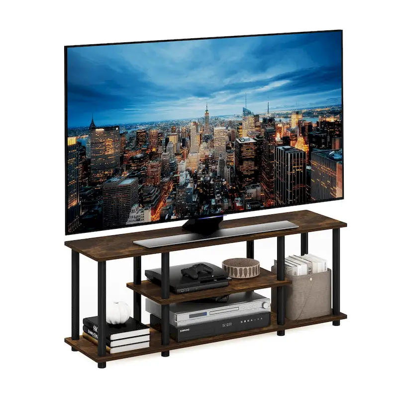 Furinno Turn-N-Tube Tool-Free 3D 3-Tier TV Stand for Entertainment