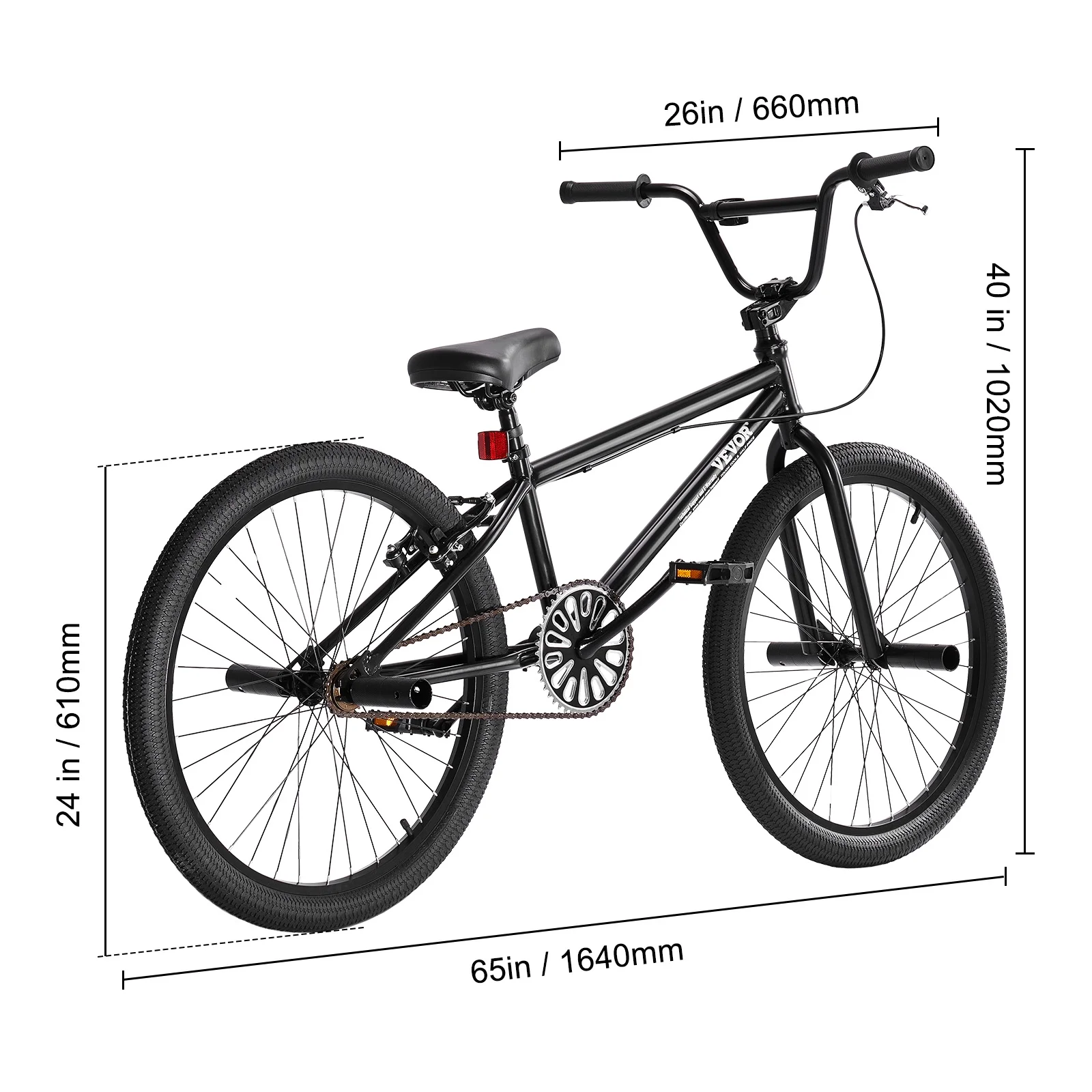 VEVOR BMX Bike, 24-Inch Wheel Freestyle Bike, BMX Race Bike with 4 Pegs, Beginner-Level BMX to Advanced Riders, BMX Bicycles for Teen Adult Men Women, Durable Hi-Ten Steel Frame, Easy to Assemble - Image 4