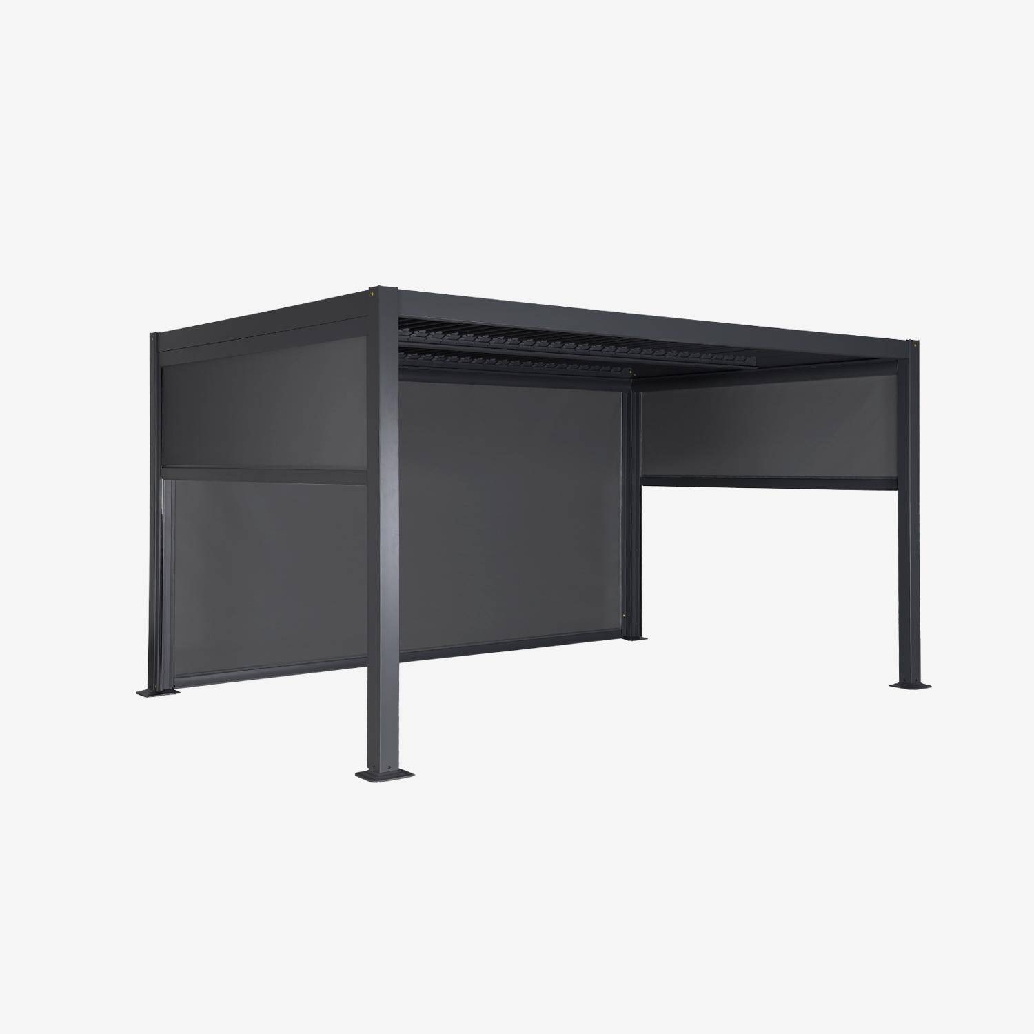 Palace 3x4m + accesorios - Pérgola bioclimática de aluminio y acero, 3x4m con 2 toldos 3m + 1 toldo 4m