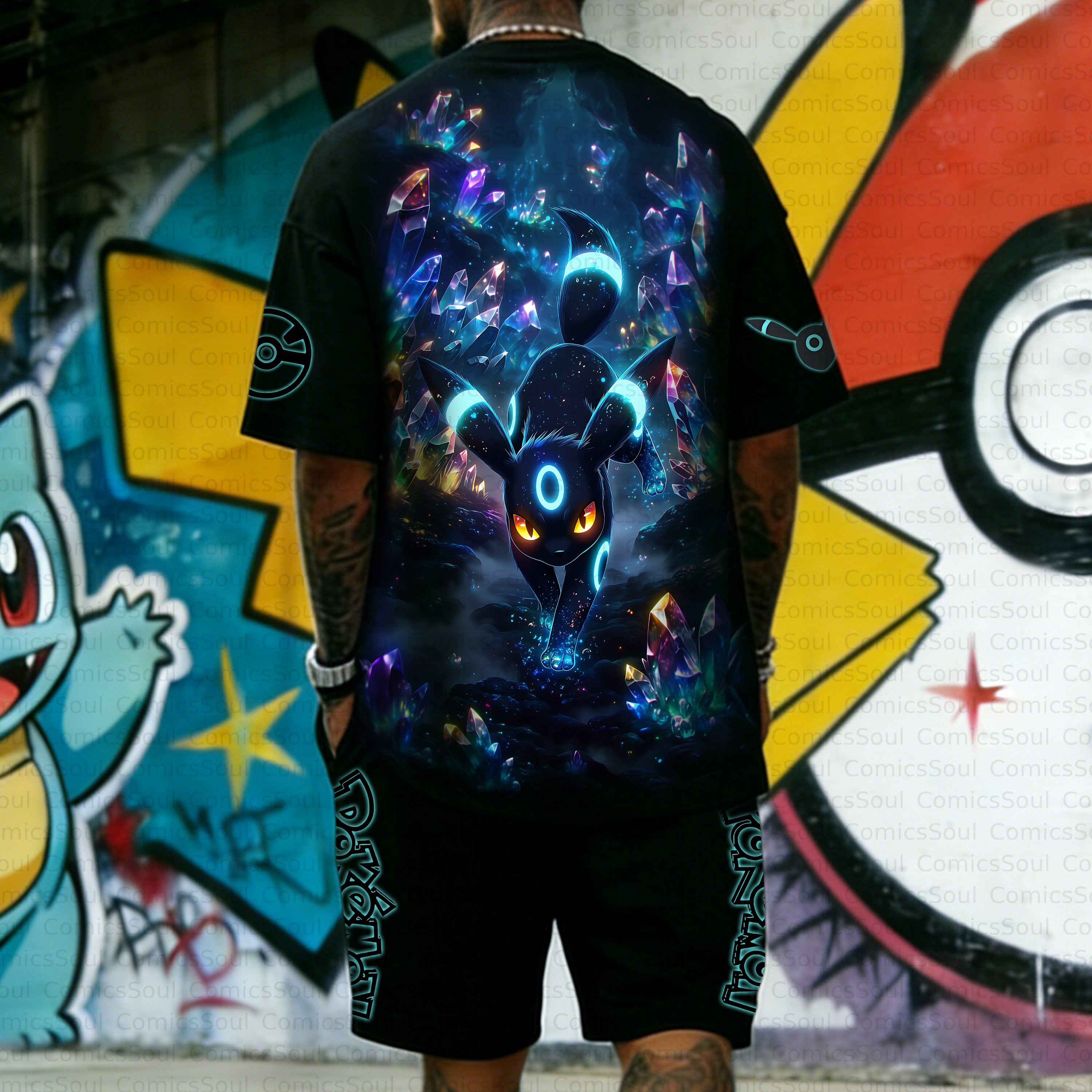 Unisex Anime Inspired Vintage T-shirt& Shorts 2 Pieces Set