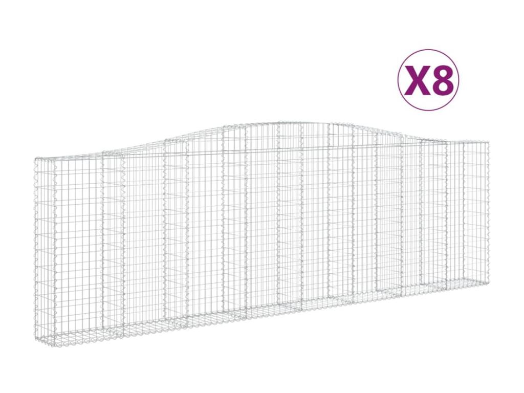 Cestas de gaviones arqueadas 8 piezas 400x30x120/140 cm Hierro galvanizado
