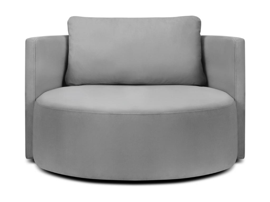 Sillón giratorio Homelyvo de terciopelo gris - 92x92x75cm