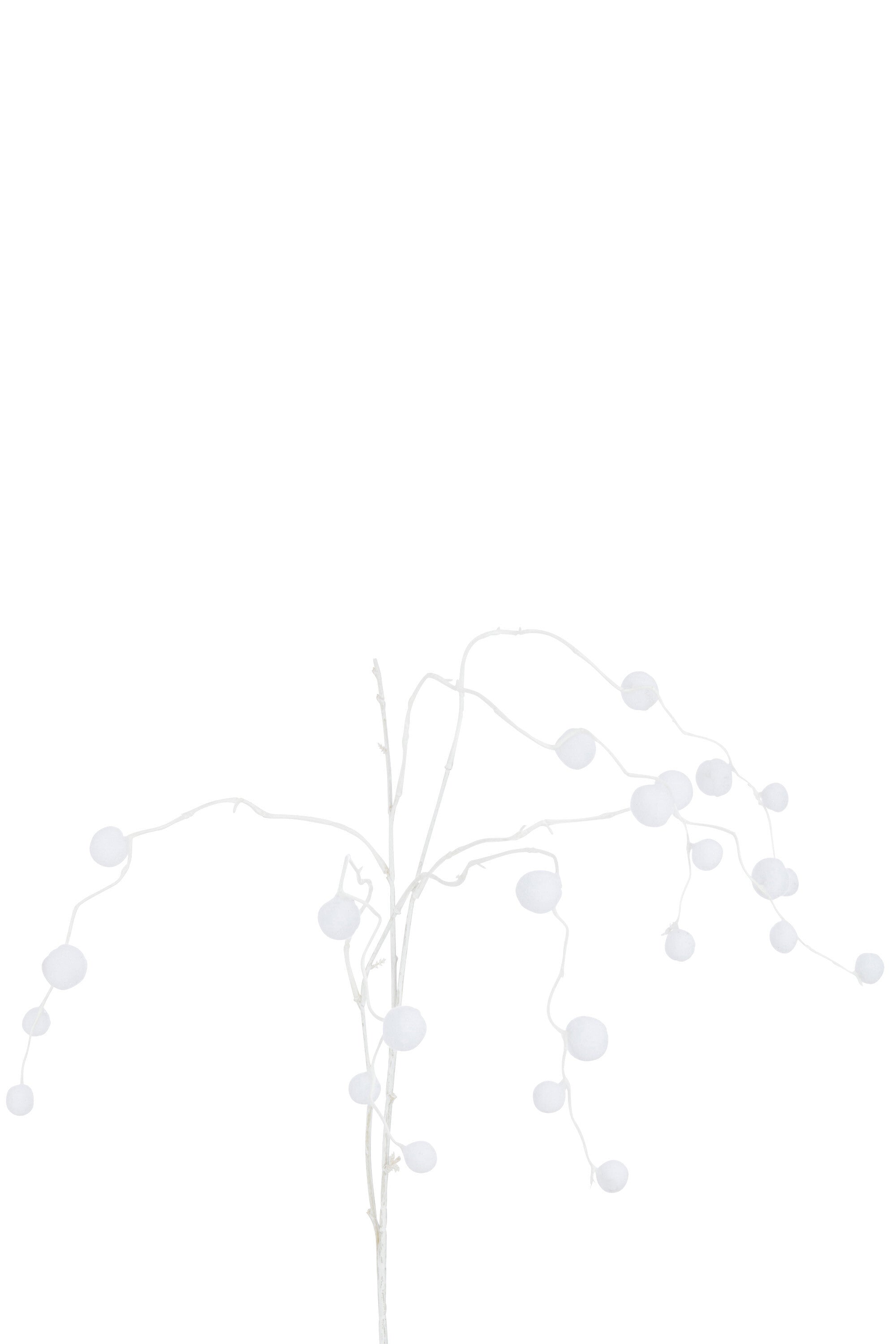 J-Line decoratie tak Hangend + Pompons - kunststof - wit - 12 stuks