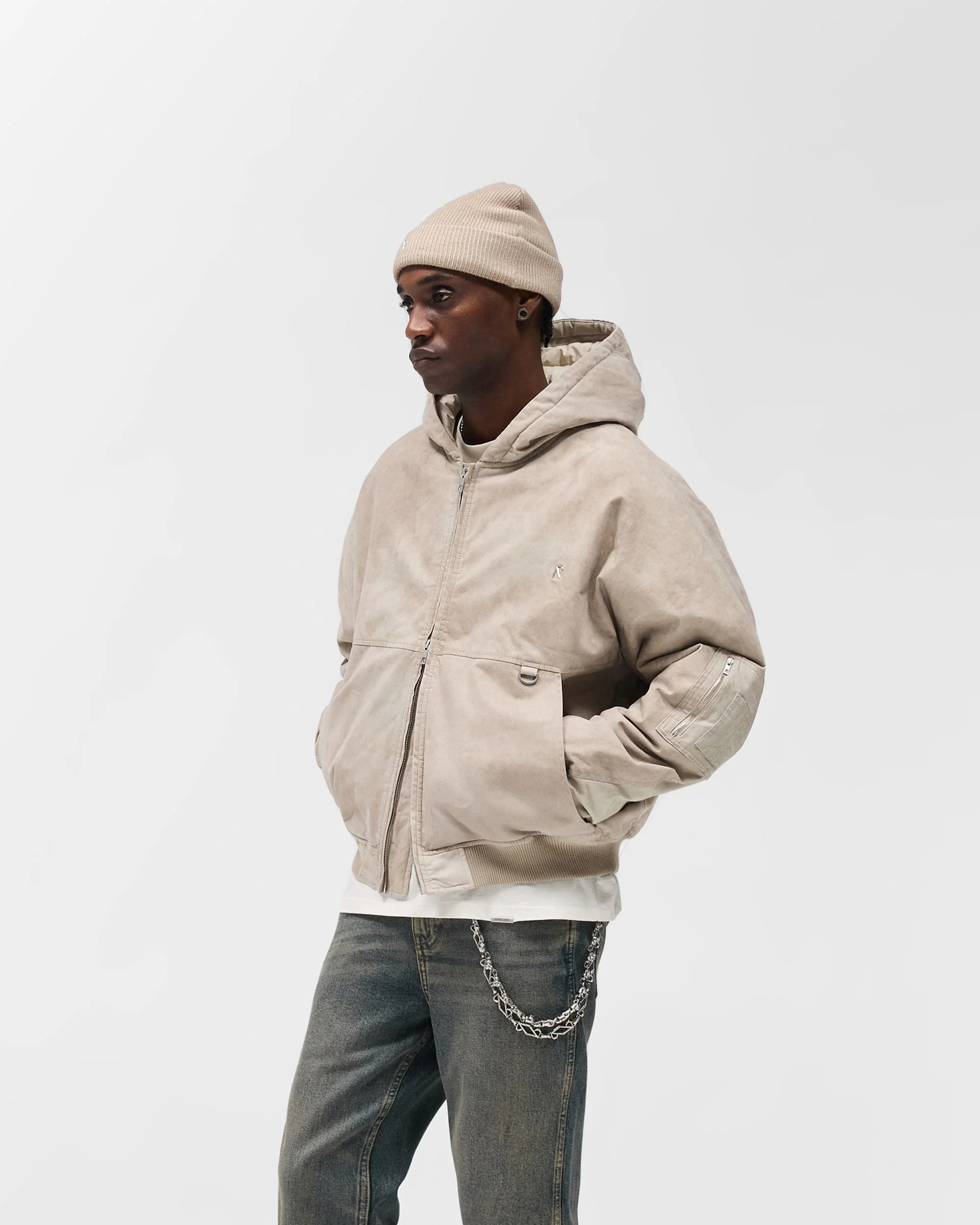 Hooded Bomber - Beige