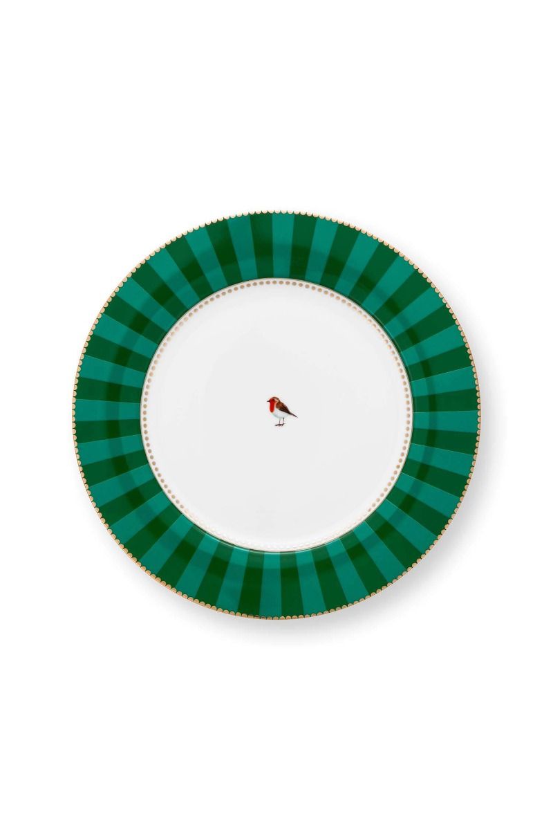 Plate Love Birds Stripes Emerald-Green 26.5cm