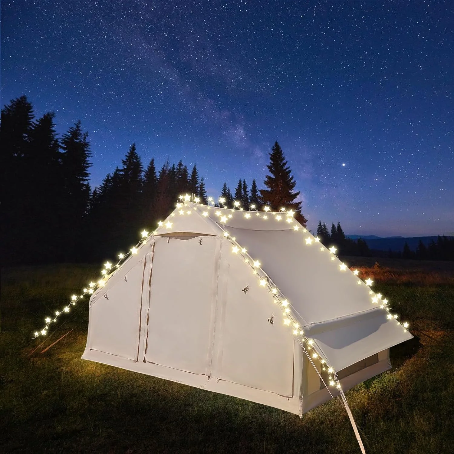 Lilypelle 4-6 Person Blow Up Inflatable Tent with Stove Jack, Hot Tent for Camping with Hand Pump, Waterproof Inflatable Camp Tent with Mesh Windows, Easy Setup Glamping Inflatable House - Image 14