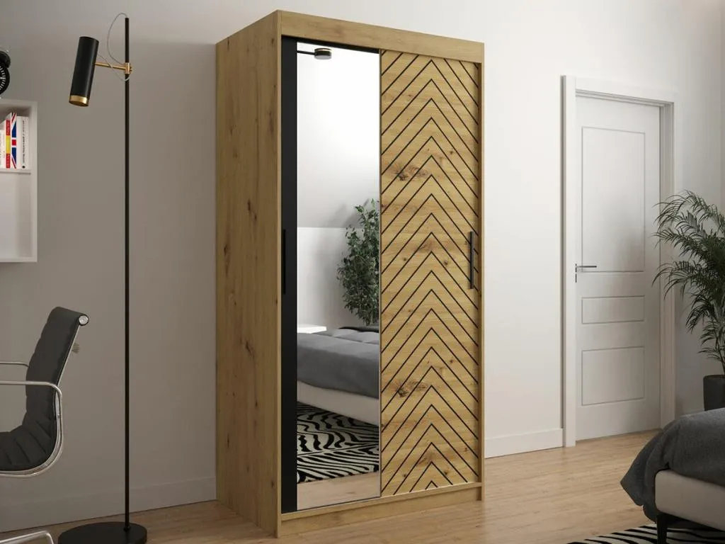 Armario Lluesmamuebles 307 Lluesmamuebles Artisan | Negro 200x100x62cm Puertas de armario - Correderas
