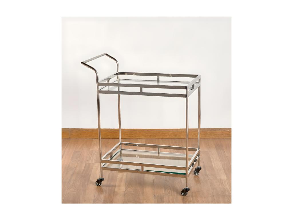 Carro bar 85cm 2 baldas acero inoxidable rectangular giselle