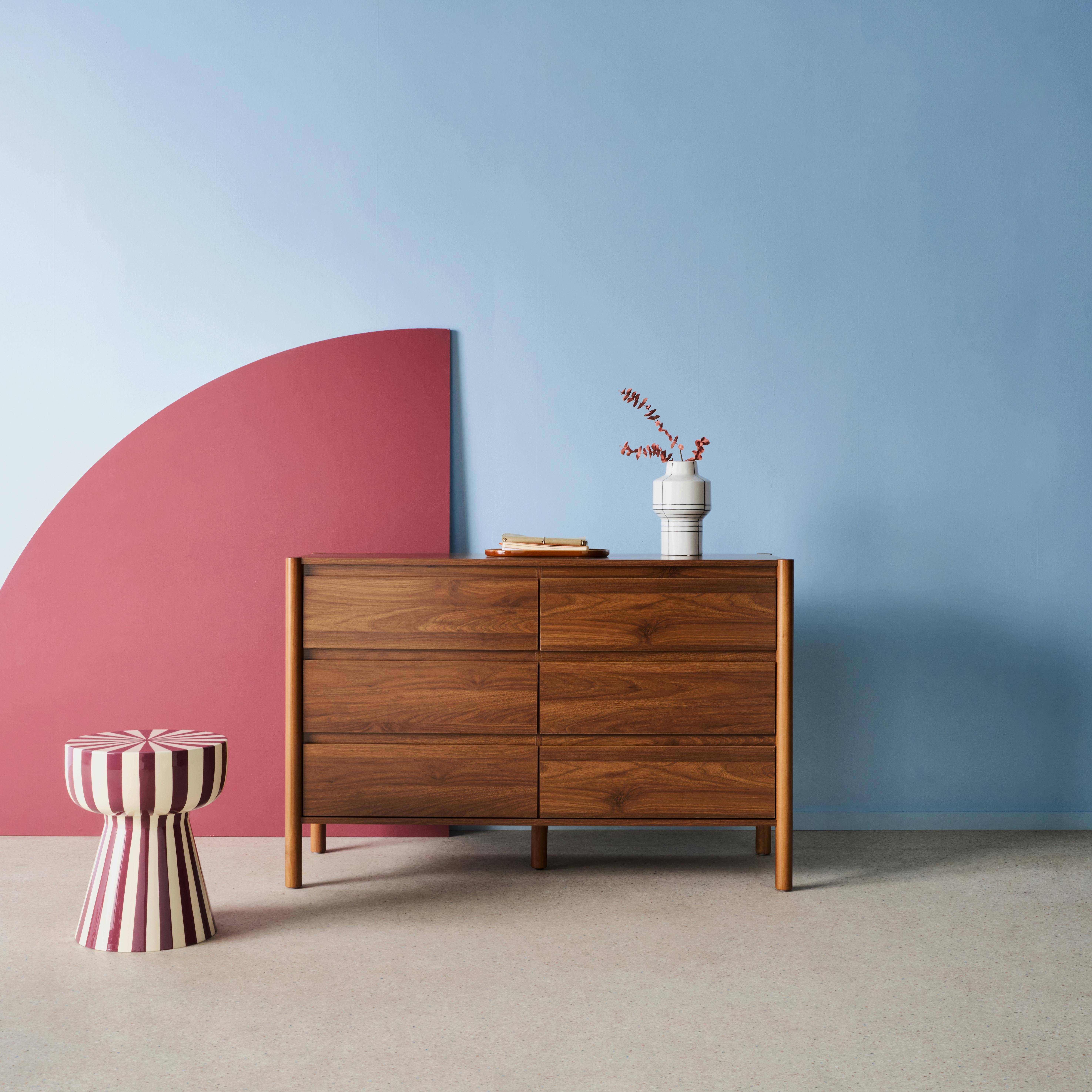 Harmony - Cómoda con decoración de madera, 6 cajones
