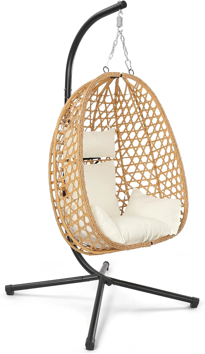 Egg Chair with Stand Patio Wicker Hanging Chair Hammock Swing Chair 350LBS Capacity