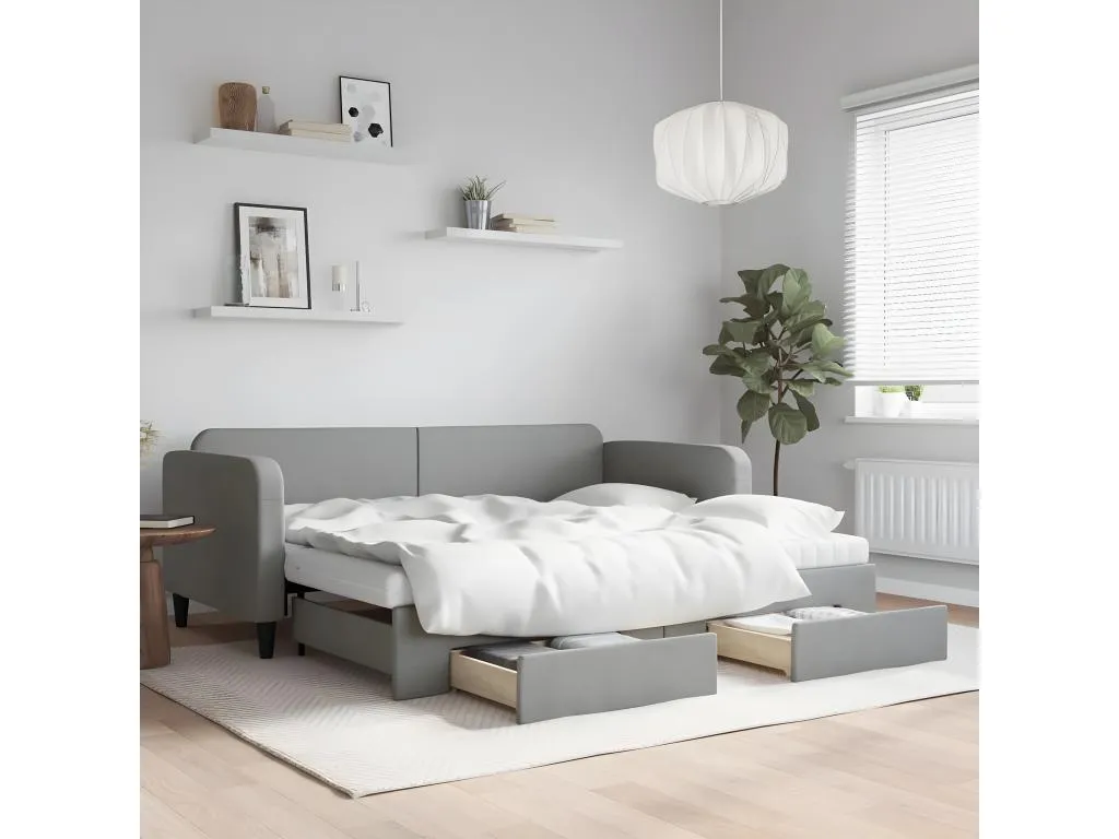 Sofá cama Patriciabaezcasa con cajones tela gris claro 90x200 cm