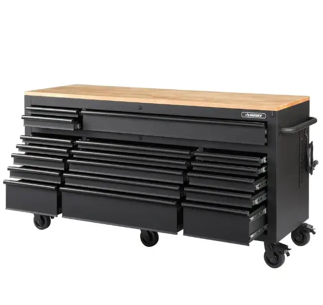 72 Inch Gloss Black Mobile Workbench Tool Chest With Casters And 18 Drawers - Image 7 72 Inch Gloss Black Mobile Workbench Tool Chest With Casters And 18 Drawers - Image 7