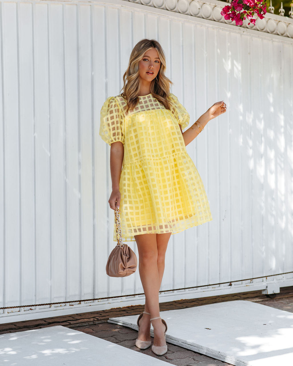 Stevens Puff Sleeve Babydoll Dress - Yellow - SALE - Se7enfashion