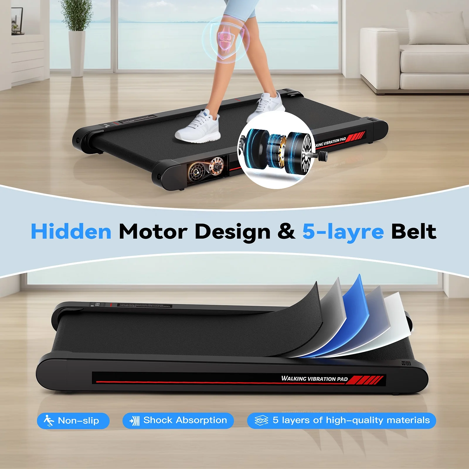 Sperax Walking Pad Treadmill with APP,3 in 1 Portable Under Desk Treadmill Fitness,Walking Vibration Workout Pad with Remote Control - Image 7