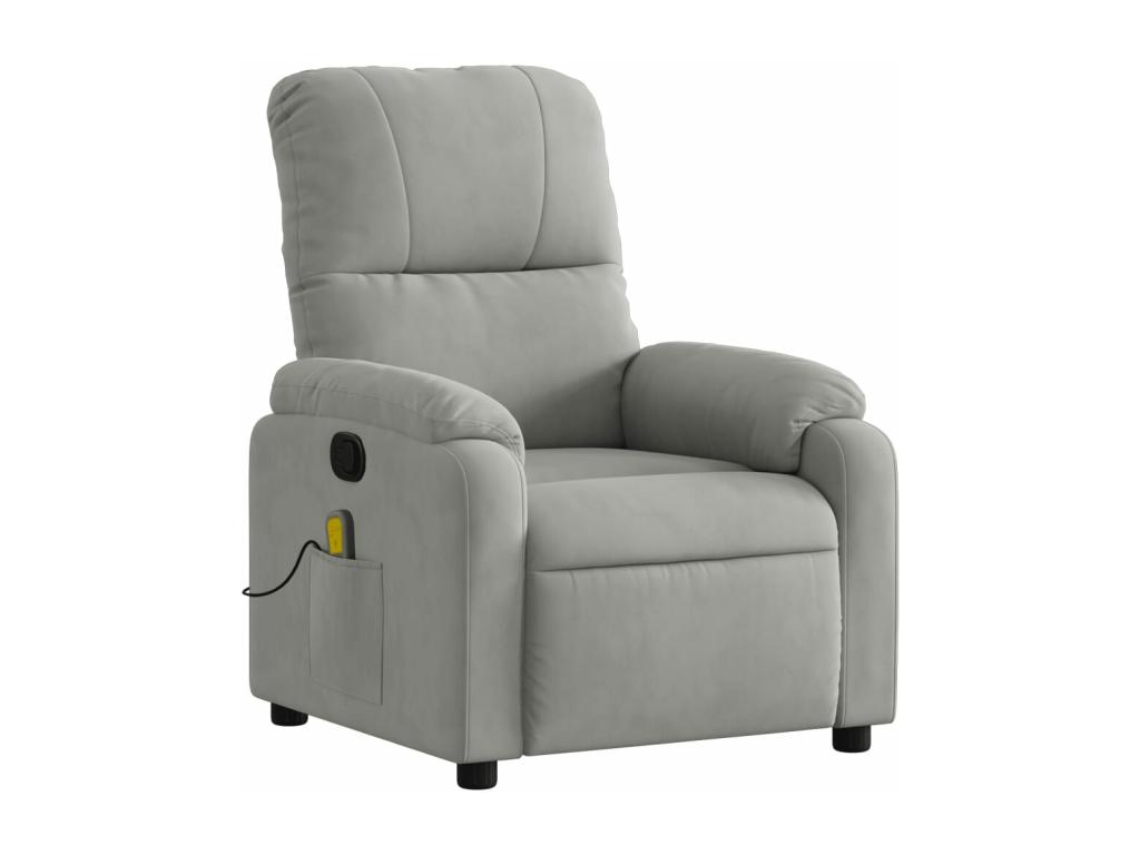 Sillón reclinable de masaje Joliven de microfibra gris claro