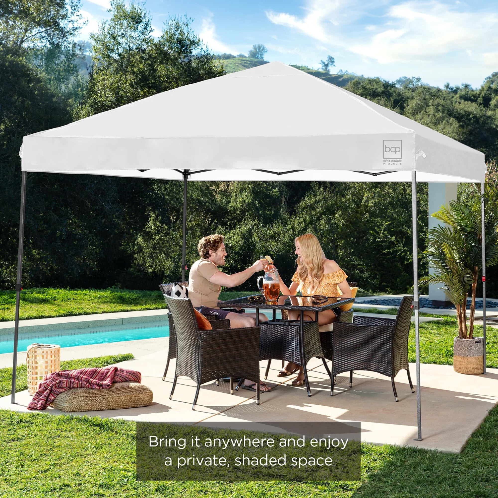 Best Choice Products 10x10ft Easy Setup Pop Up Canopy w/ 1-Button Setup, Wheeled Case, 4 Weight Bags - White - Image 152