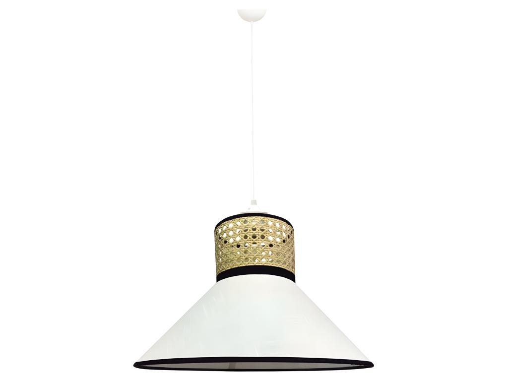 Lámpara colgante Marcanda natural con pantalla de lino blanco y rafia 1xE27 ø40cm