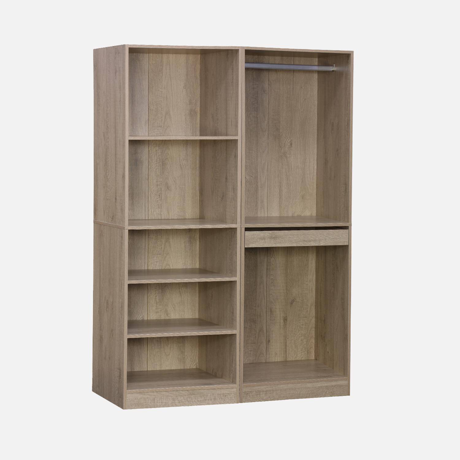 Modulo - Vestidor con 5 estantes, una barra de colga y portapantalones