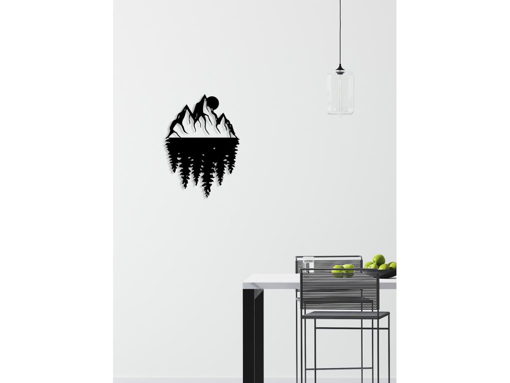 Decoración de Metal Montaña 21, Negro, 40x0,15x56 cm, Lujodec