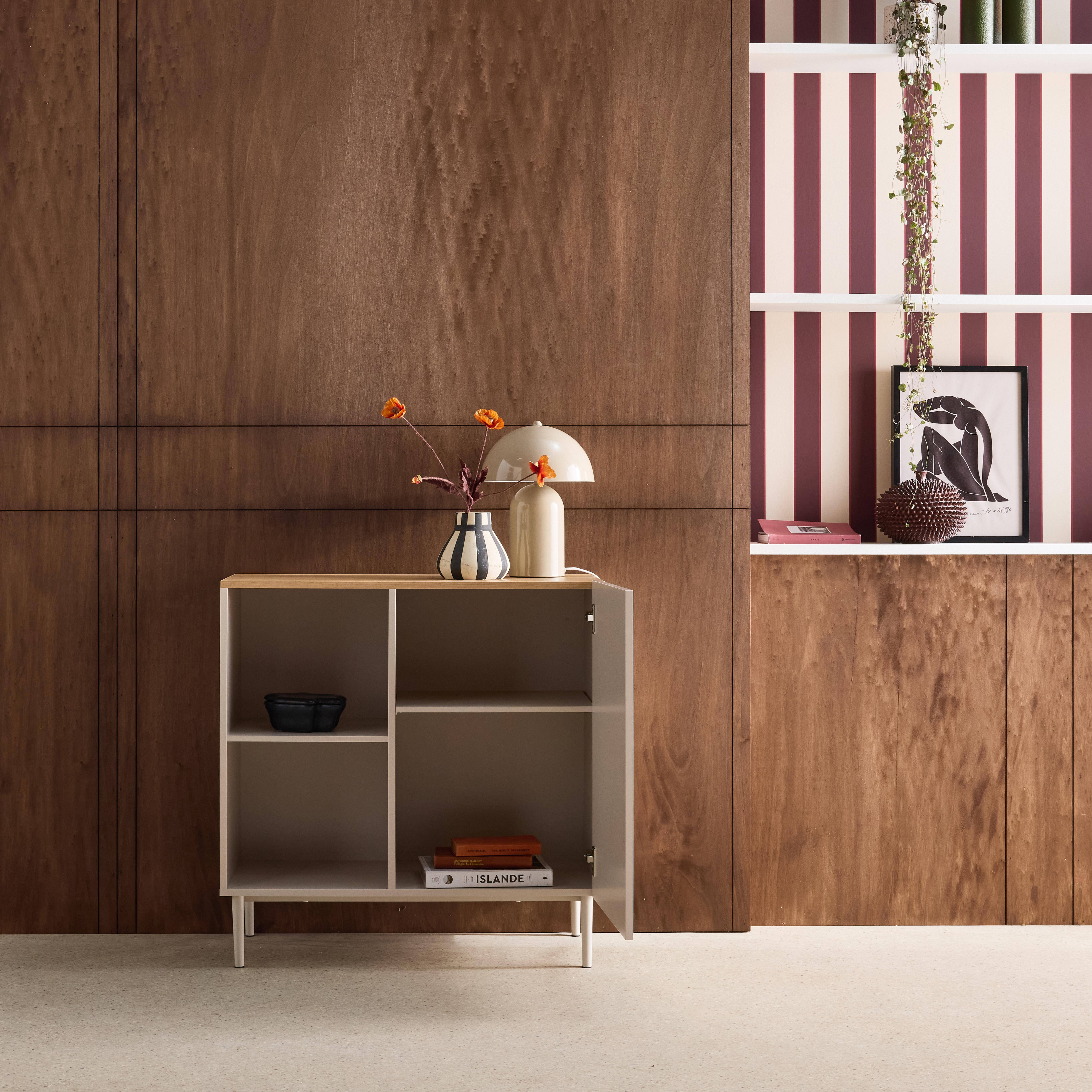 Ashton - Aparador, mueble de almacenamiento de metal y decoración de madera 1 puerta, 80cm