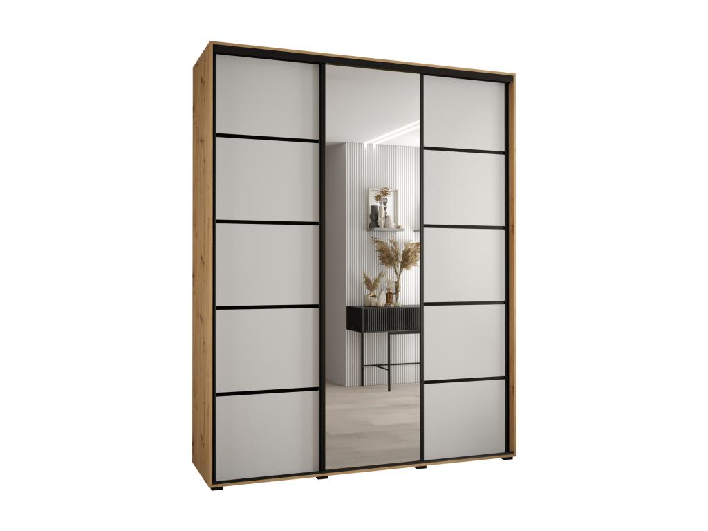 ARMARIO Cozetiq 5 DE PUERTAS CORREDERAS 235 - 2/180/60 3 puertas Artisan/Blanco/Negro