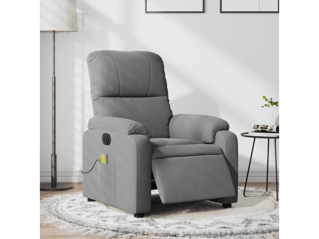 Sillón reclinable masaje eléctrico tela microfibra gris oscuro