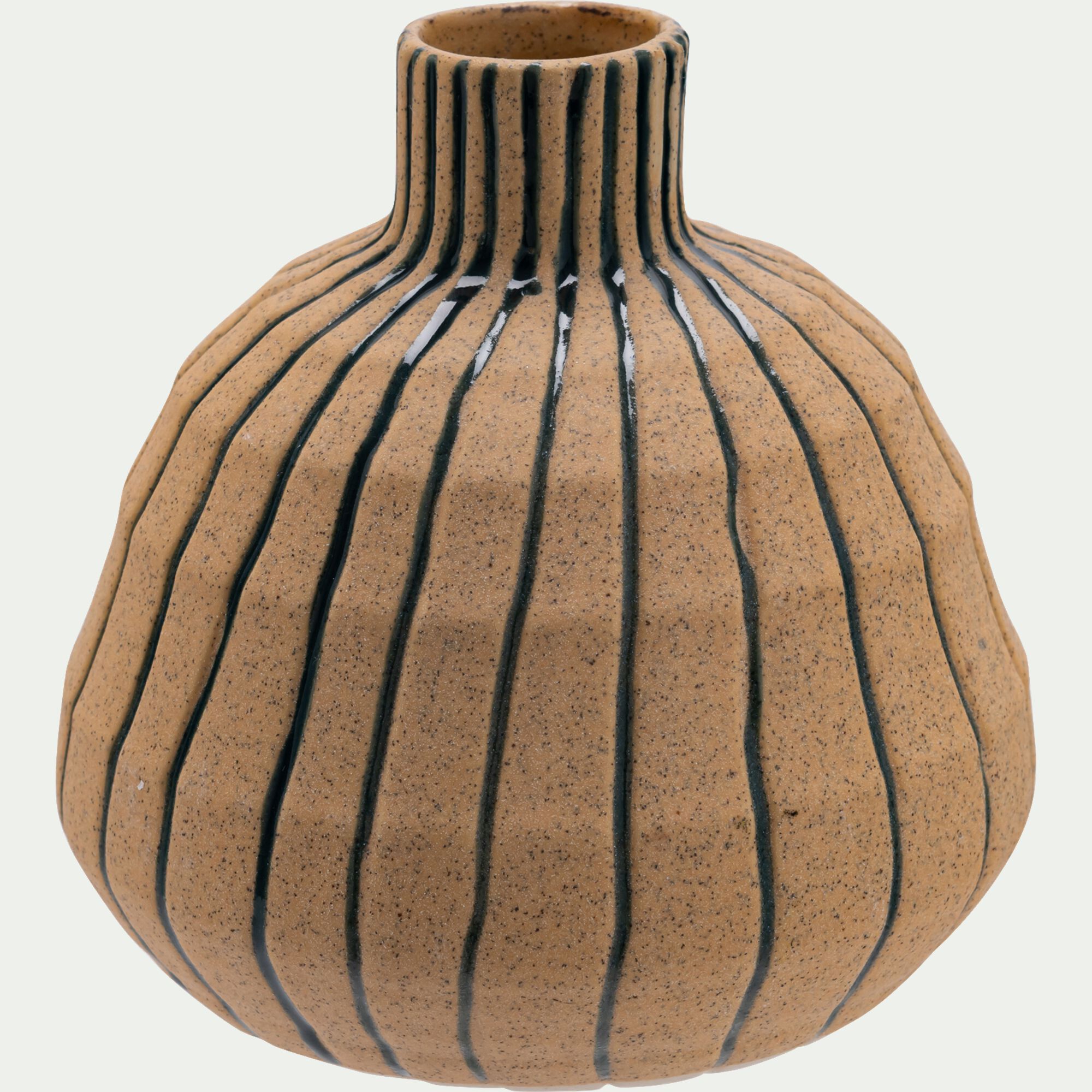 RUOMS - Vase contemporain en grès texturé H13cm - beige