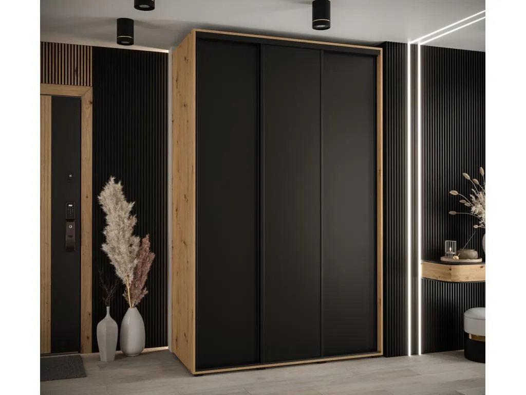 ARMARIO Andreuworldcasa 1 DE PUERTAS CORREDERAS 235.2/120/45 3 puertas (Artisan/Negro/Negro)