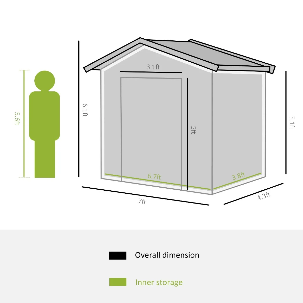 Outsunny 7' x 4' Metal Storage Shed Organizer, Garden Tool House with 4 Vents and 2 Sliding Doors for Backyard, Patio, Garage, Lawn, Dark Gray - Image 20