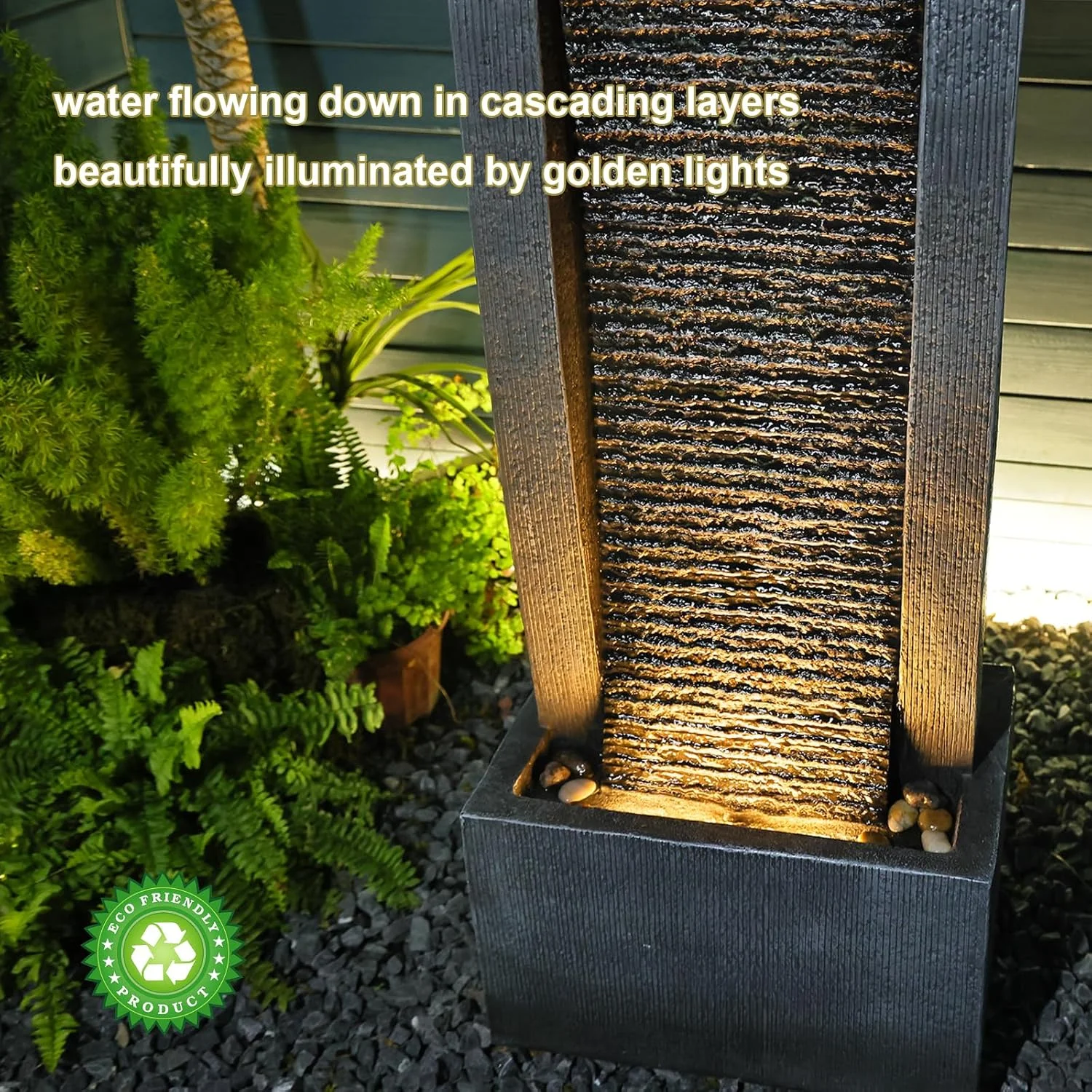 Garden Springs Zen Zone Polyresin Water Fountain with LED Lights - Image 5