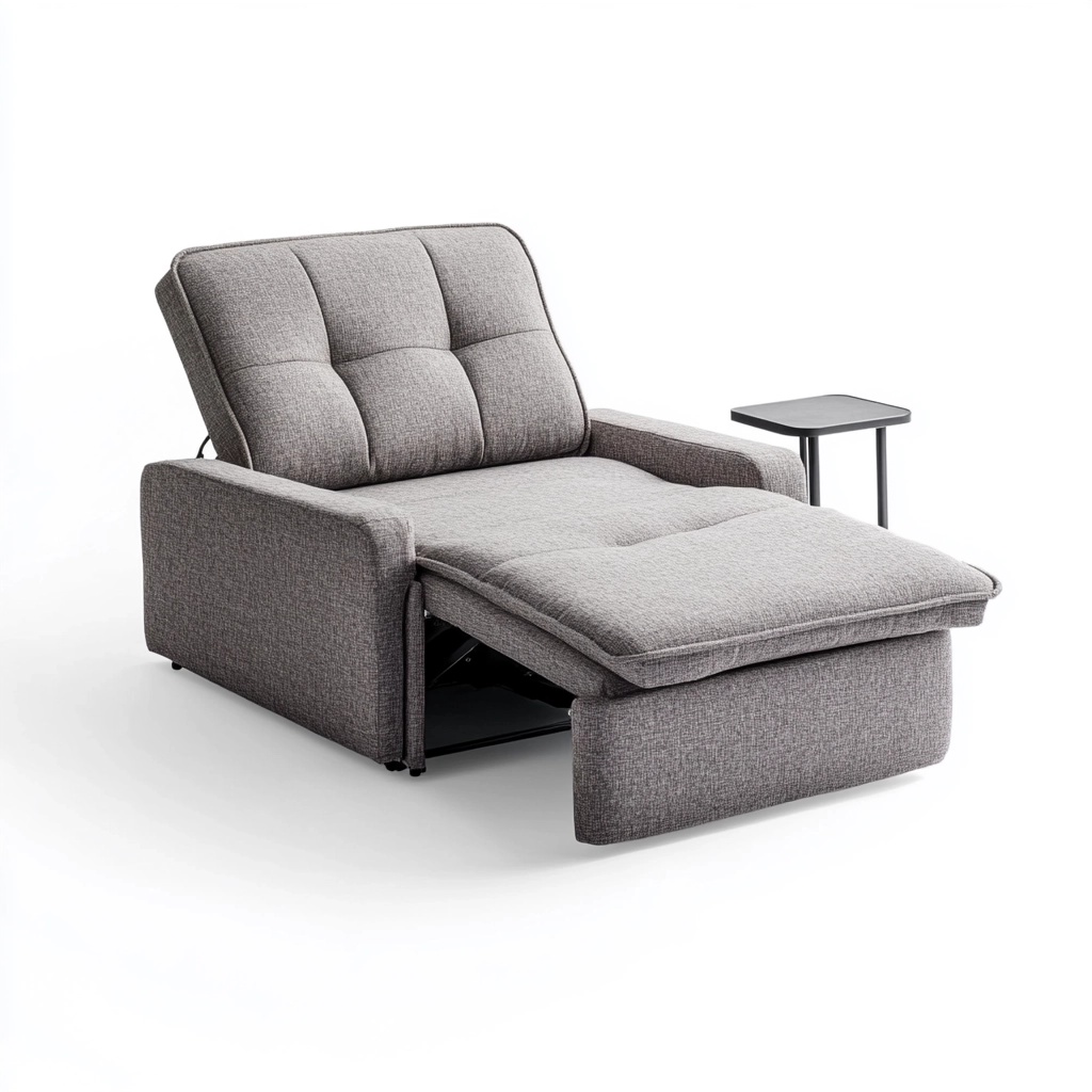 Sofá Cama Reclinable Funcional Tela Sala Gris 180cm