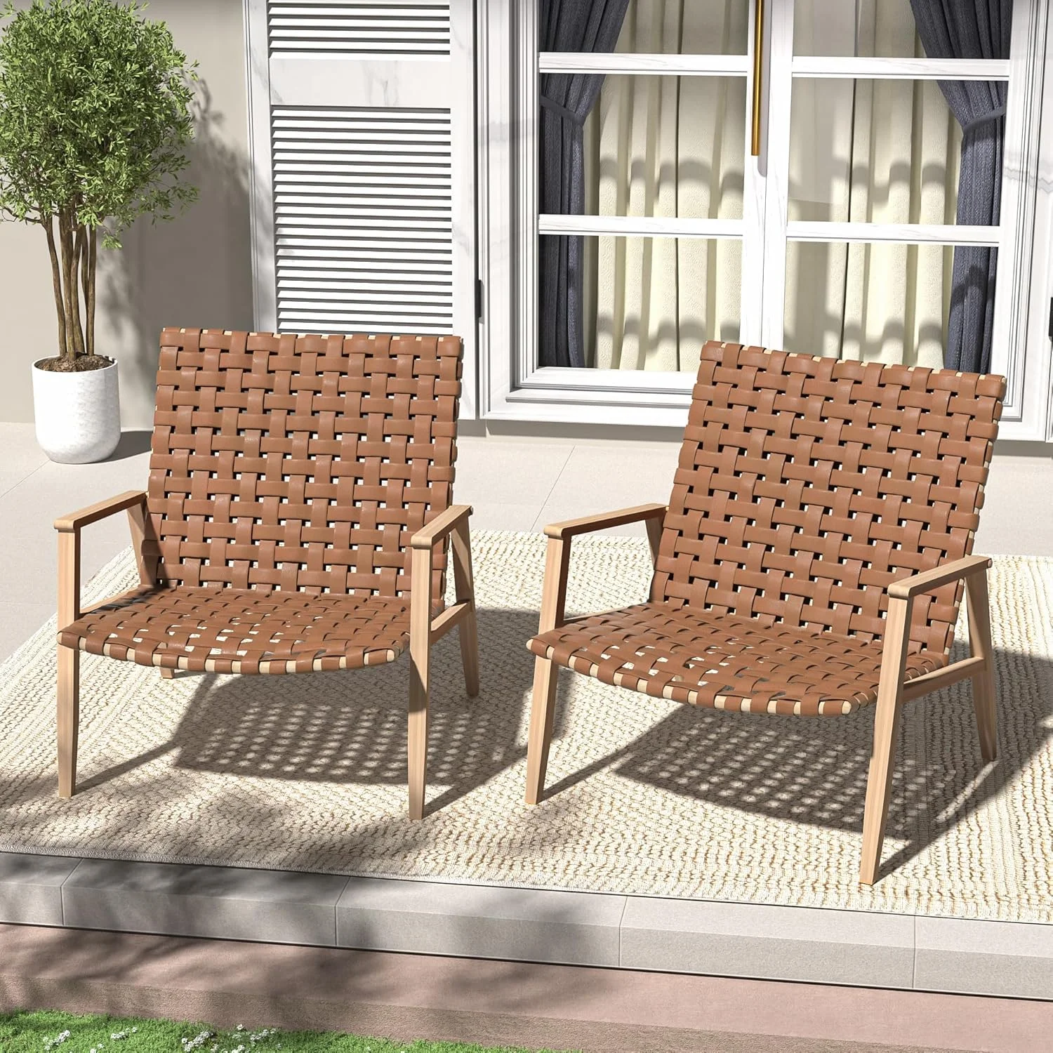 Outdoor Chairs Set of 2, Patio Bistro Set, Outdoor Furniture Set, Outdoor Conversation Chair Sets for Balcony Backyard Park Garden - Image 7
