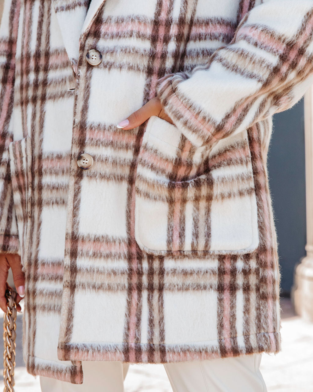 Mind Your Business Pocketed Plaid Coat - Se7enfashion