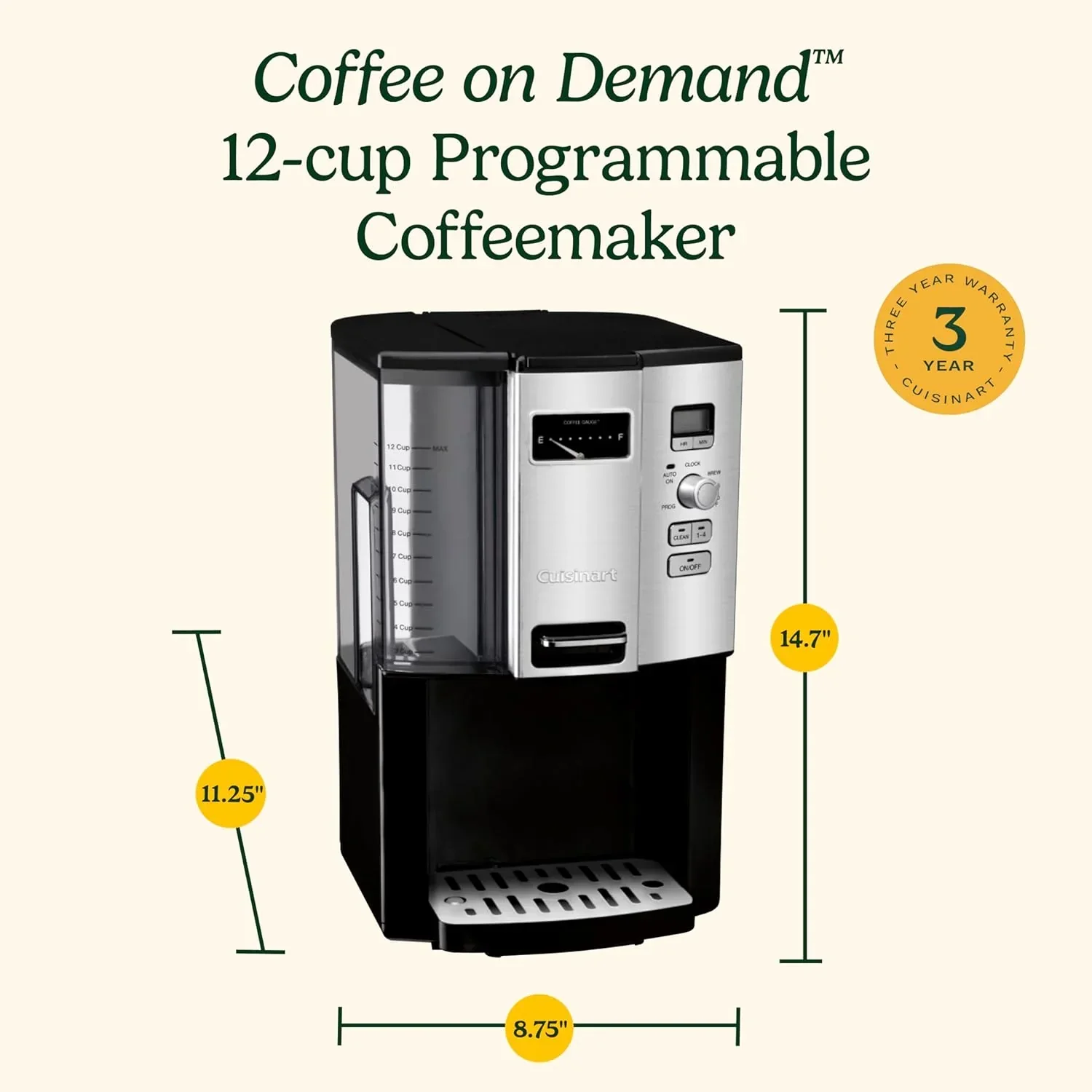 Cuisinart Coffee Maker 12 Cup Programmable Drip DCC-3000P1