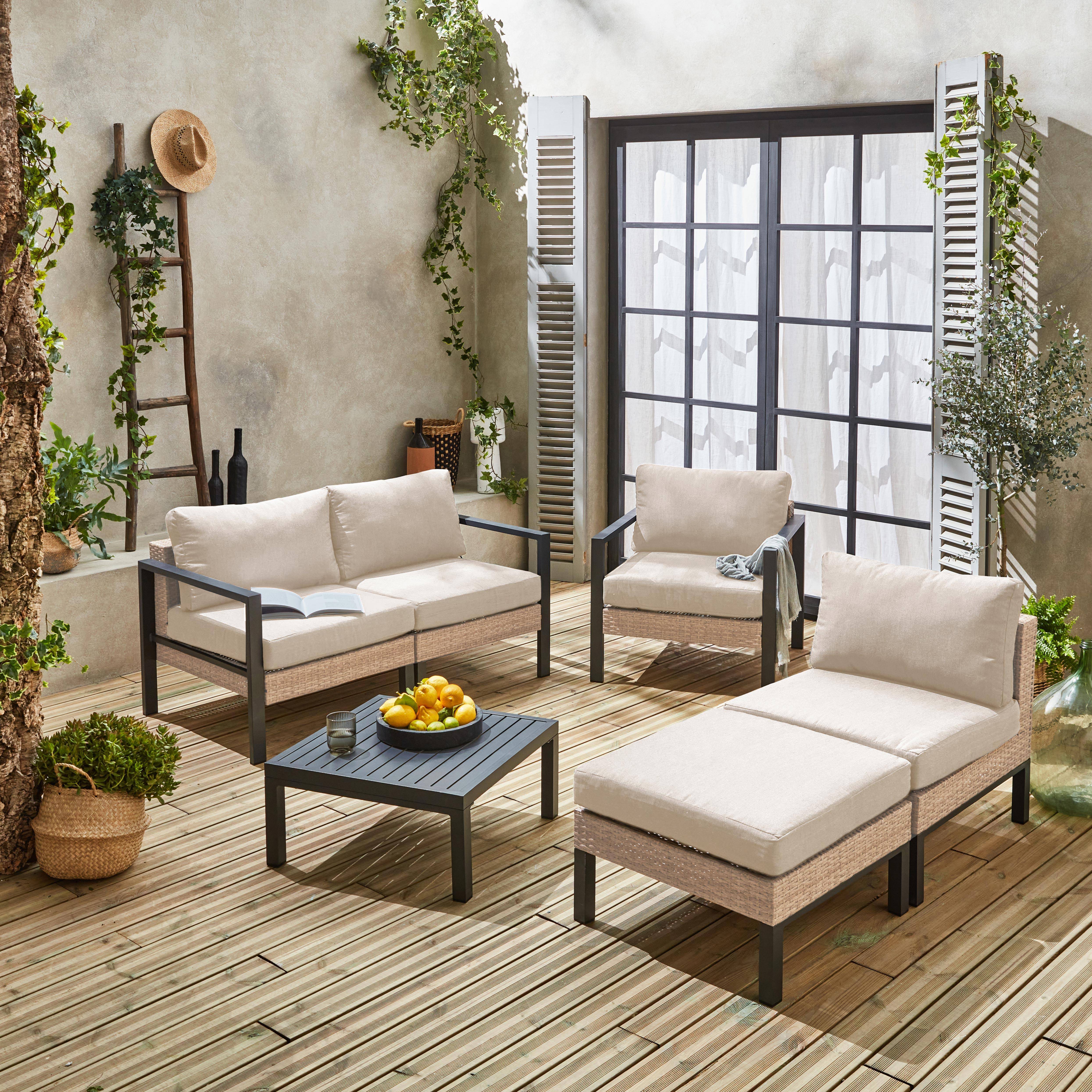 Velletri - Conjunto de jardín en aluminio y resina, 5 plazas
