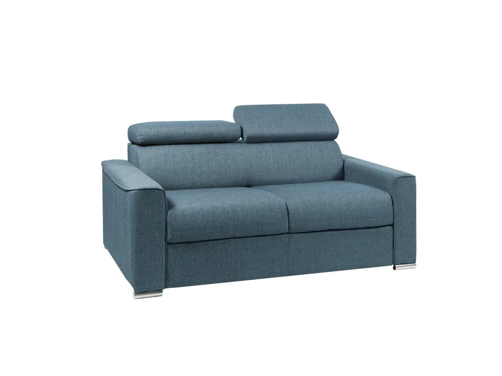Sofá cama de 2 plazas de apertura rápida de tela Decoesp - Azul - Cama 120 cm - Colchón 22 cm QGRJ20330
