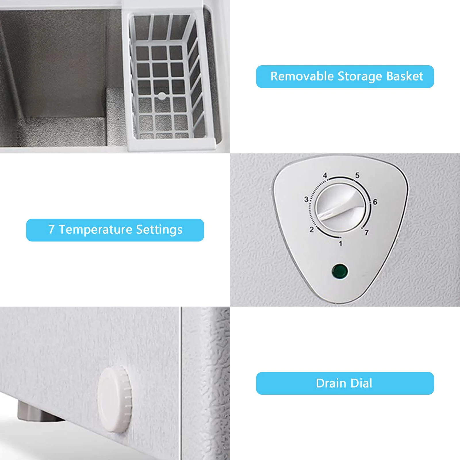 5.0 Cubic Chest Freezer - Compact Deep Freezer with Top Open Door and Removable Storage Basket, 7 Gears Temperature Control, Energy Saving, for Office Dorm or Apartment - Image 3