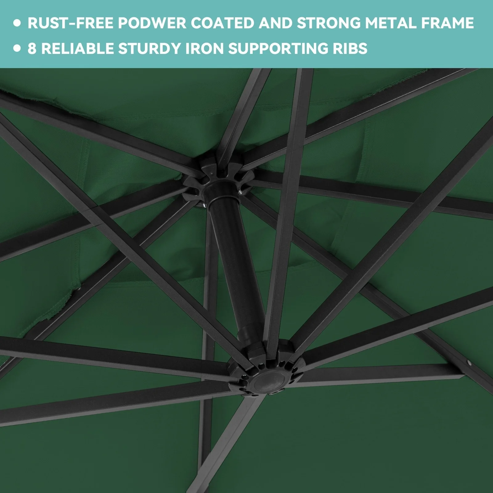 JUSTLET 10ft Heavy Duty Patio Hanging Offset Cantilever Patio Umbrella W/ 4-Piece Base Included Included, Beige