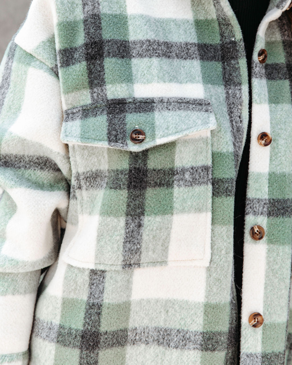 Maddox Pocketed Plaid Button Down Coat - SALE - Se7enfashion