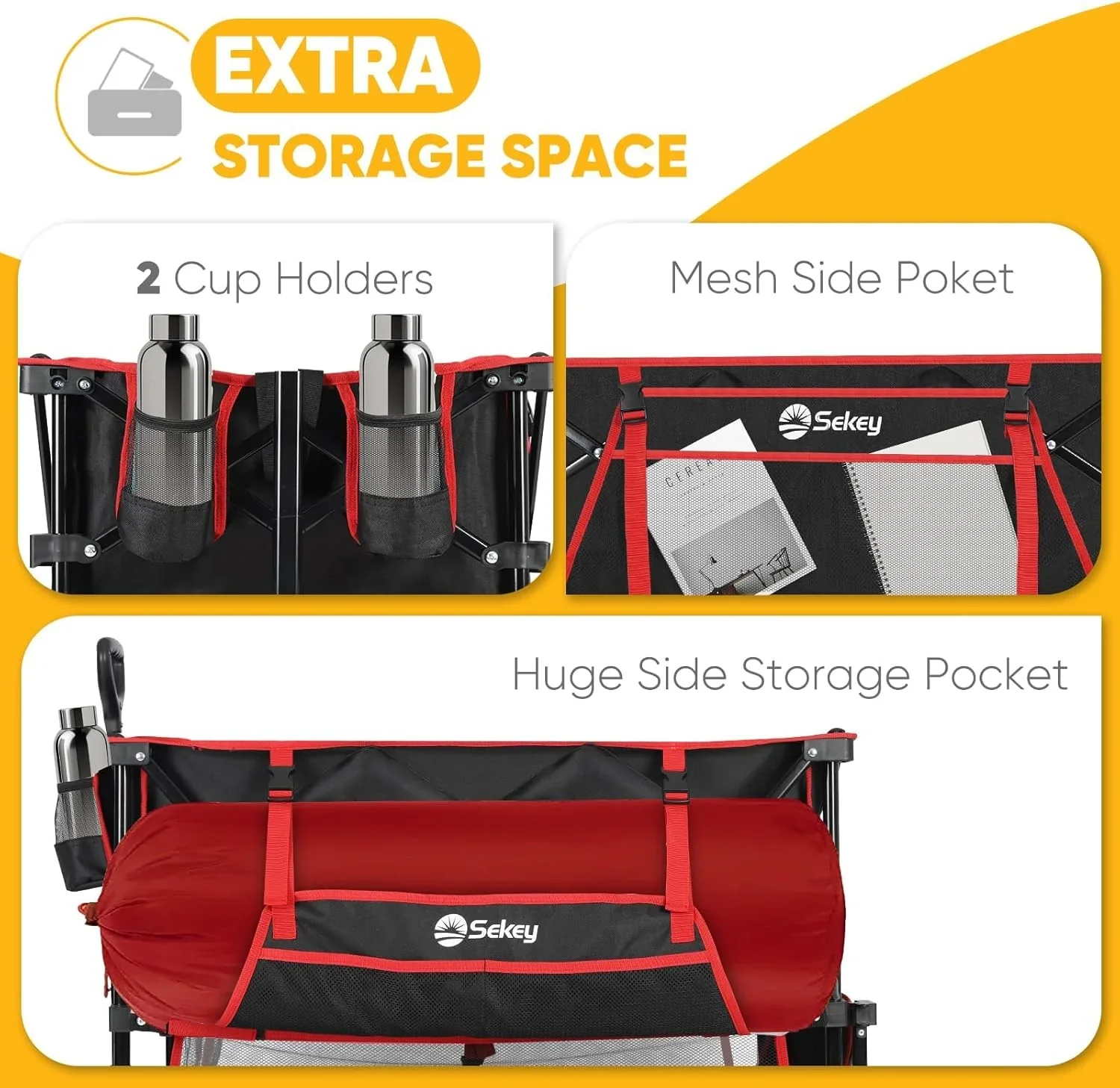 400L Large Capacity Folding Double Decker Wagon with Brakes 50
