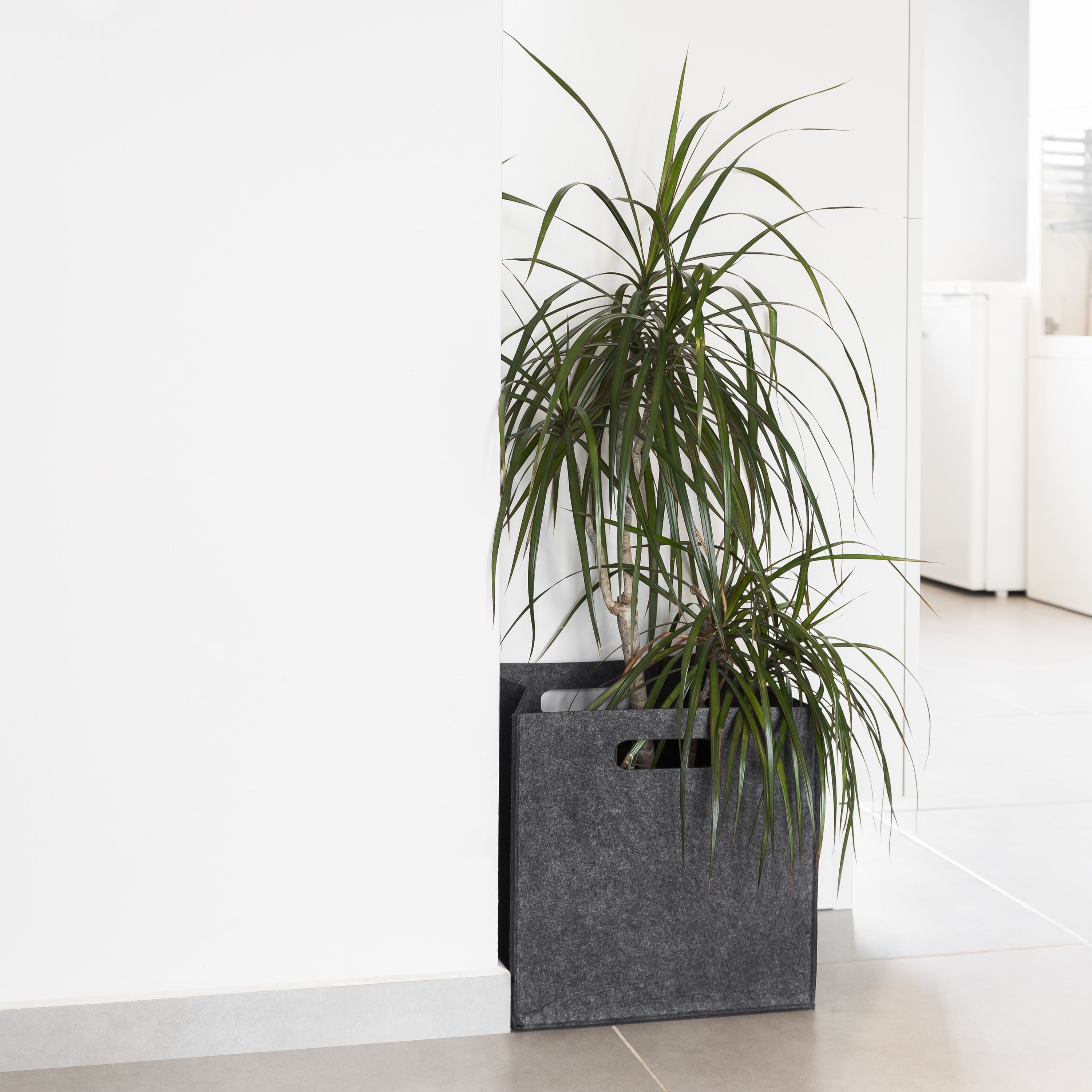 QUVIO Opbergbak vilt vierkant - Set van 6 - Grijs