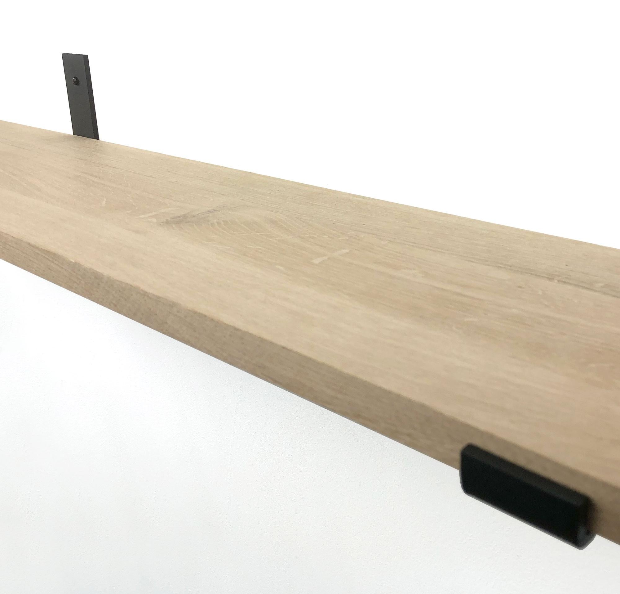 Woodbrothers Eiken 18mm wandplank recht 50x20cm + zwarte dragers