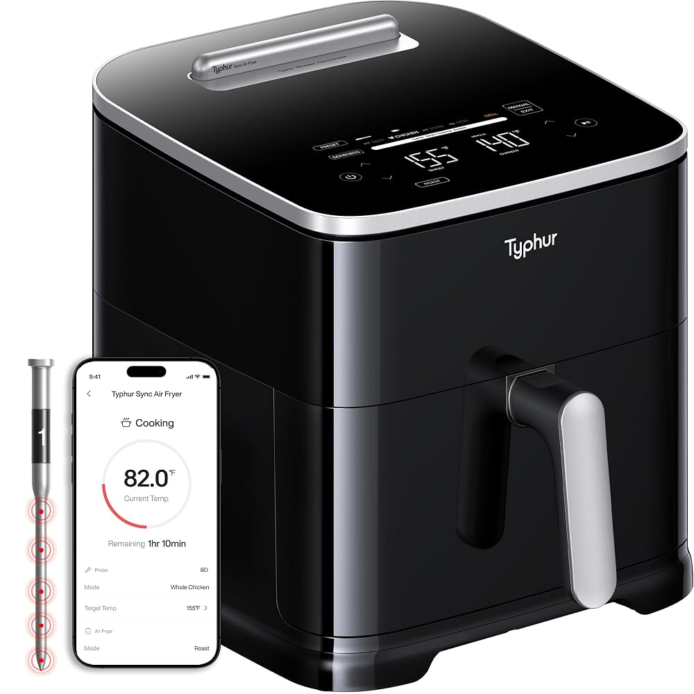 Typhur Sync 8QT AI Smart Air Fryer with Built-in Wireless Meat Thermometer